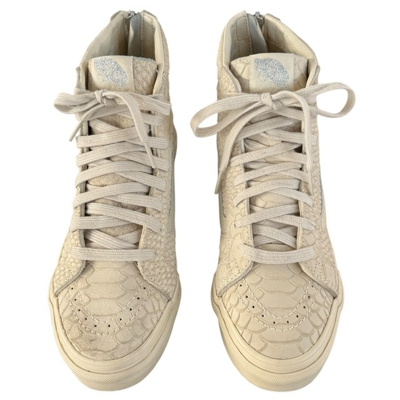 Vans Sk8-Hi Zip Up High Top Sneakers Cream Mono Python | Women 7 Men 5.5 - Picture 3 of 10